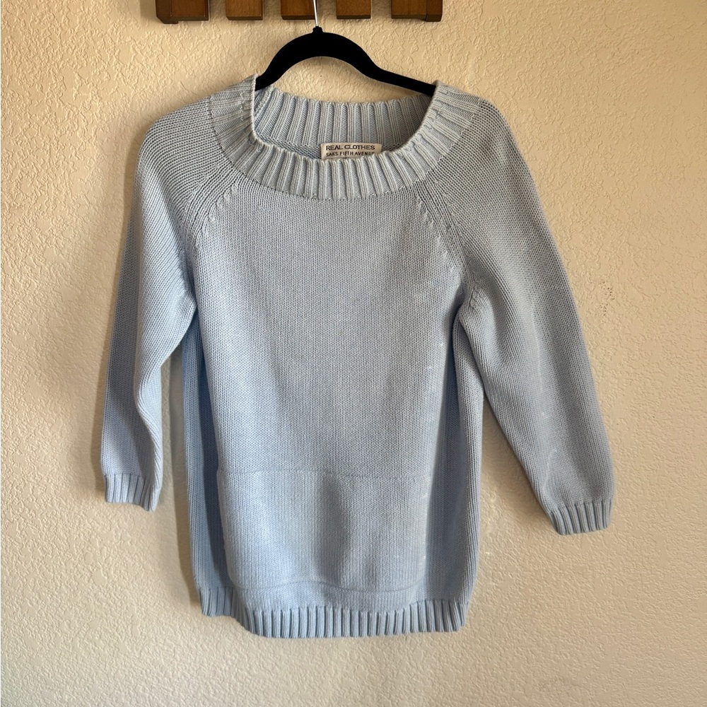 Saks Fifth Avenue Soft Blue Crew Neck Sweater